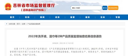 吉林省2022年洗手液、濕巾產品質量監督抽查結果及美甲店會員管理軟件市場規范情況